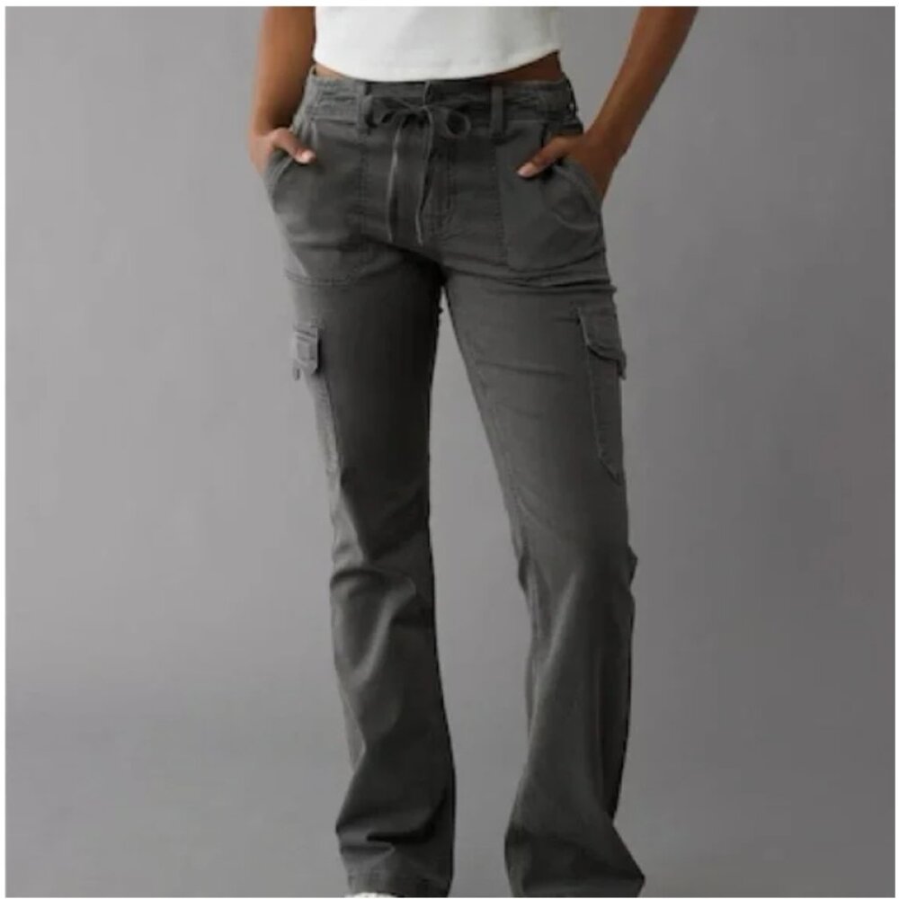 American Eagle Outfitters Charcoal Gray Cargo Pants Size 8 NWT